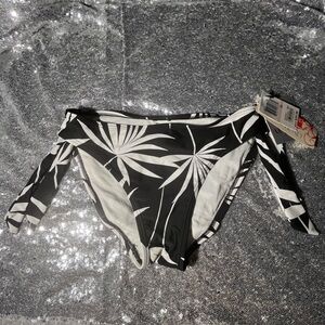 New Black and White Leaf Print Bikini Bottom
